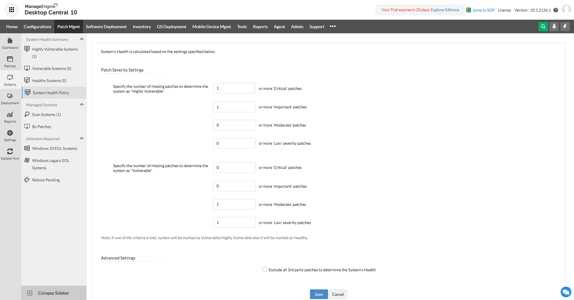 System Health Policy - ManageEngine Endpoint Central